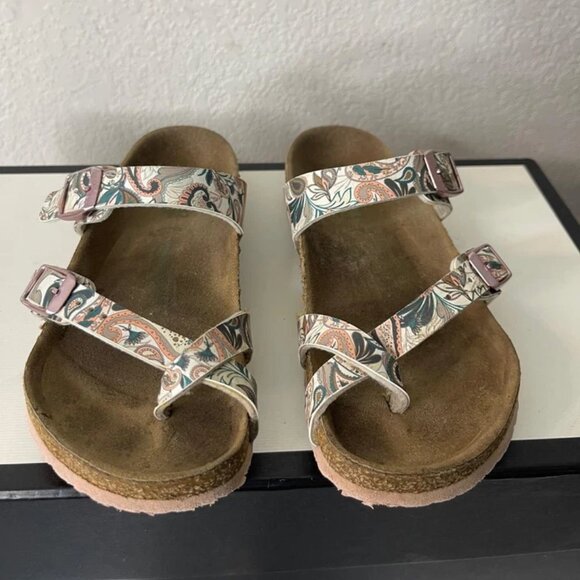 BIRKENSTOCK Mayari Vegan Birko Flor Paisley Sandals Slip On Girls 32 EU/1 US - Picture 1 of 8